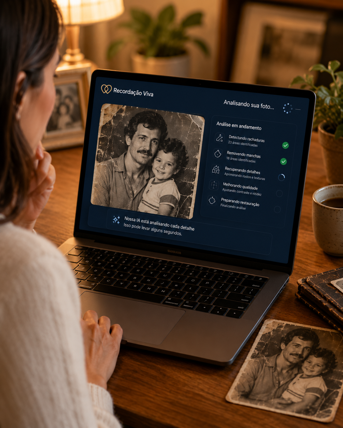 Notebook exibindo a análise automática de uma fotografia antiga