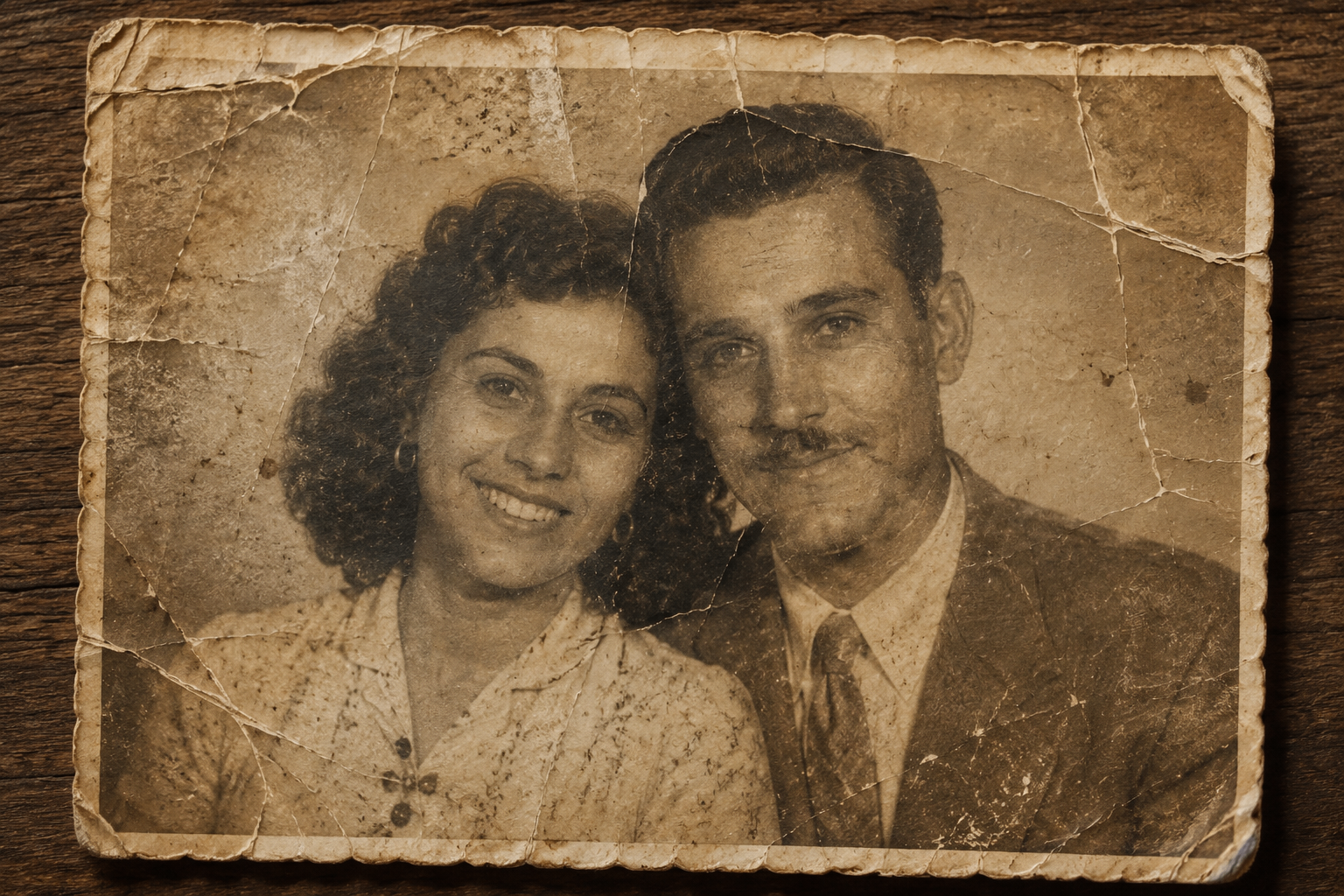 Retrato de casal antes da restauração